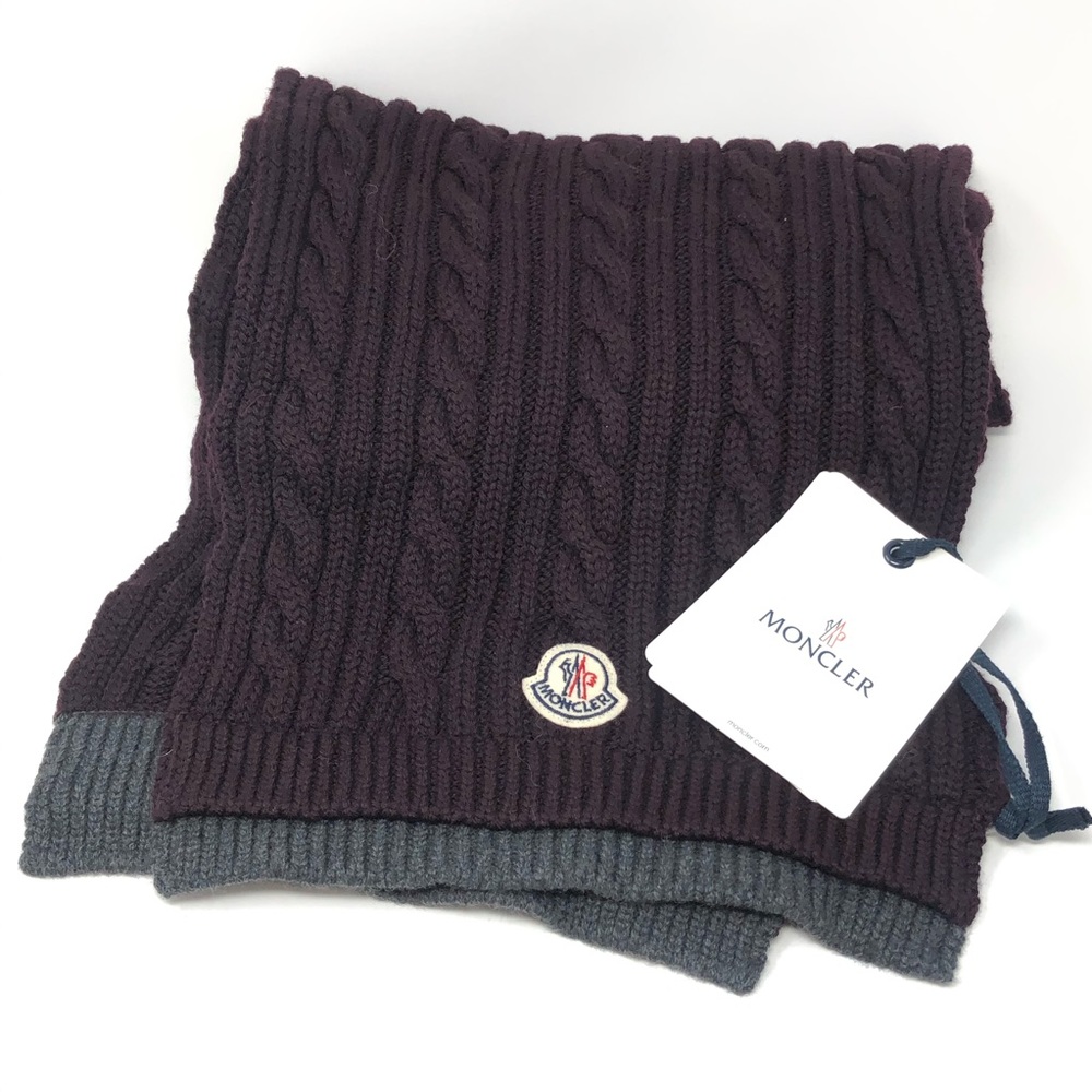 Moncler 100% Wool Knit Scarf Made in Italy